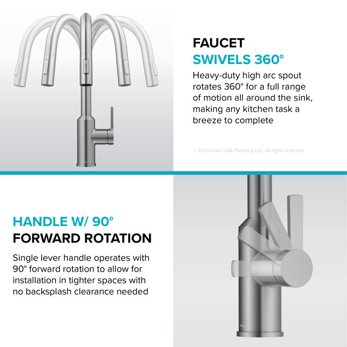 KRAUS Oletto Touchless Sensor PullDown Single Handle Kitchen Faucet